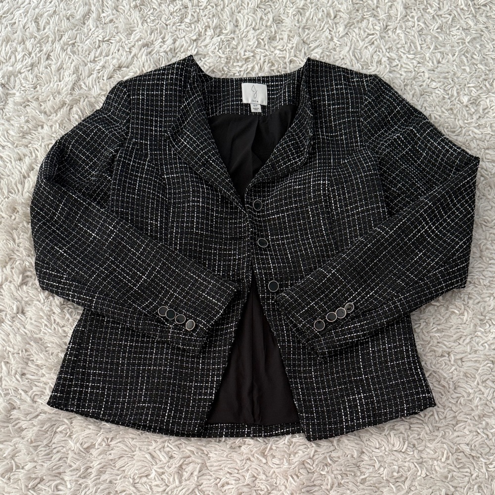 Joie Black and White Checkered Blazer